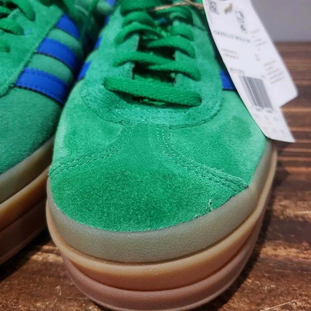 Adidas Gazelle Bold Womens 10 Platform Green Blue IE1370 New Suede Sneakers